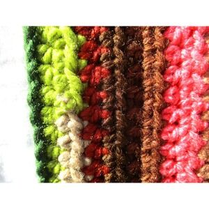 Handmade Striped Crocheted Afghan Blanket Throw Boho Bright Multicolored 54x34